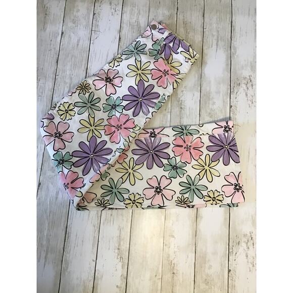 Hippie Boho Cottage core HIGH RISE Floral denim flare jeans Small - Picture 2 of 9